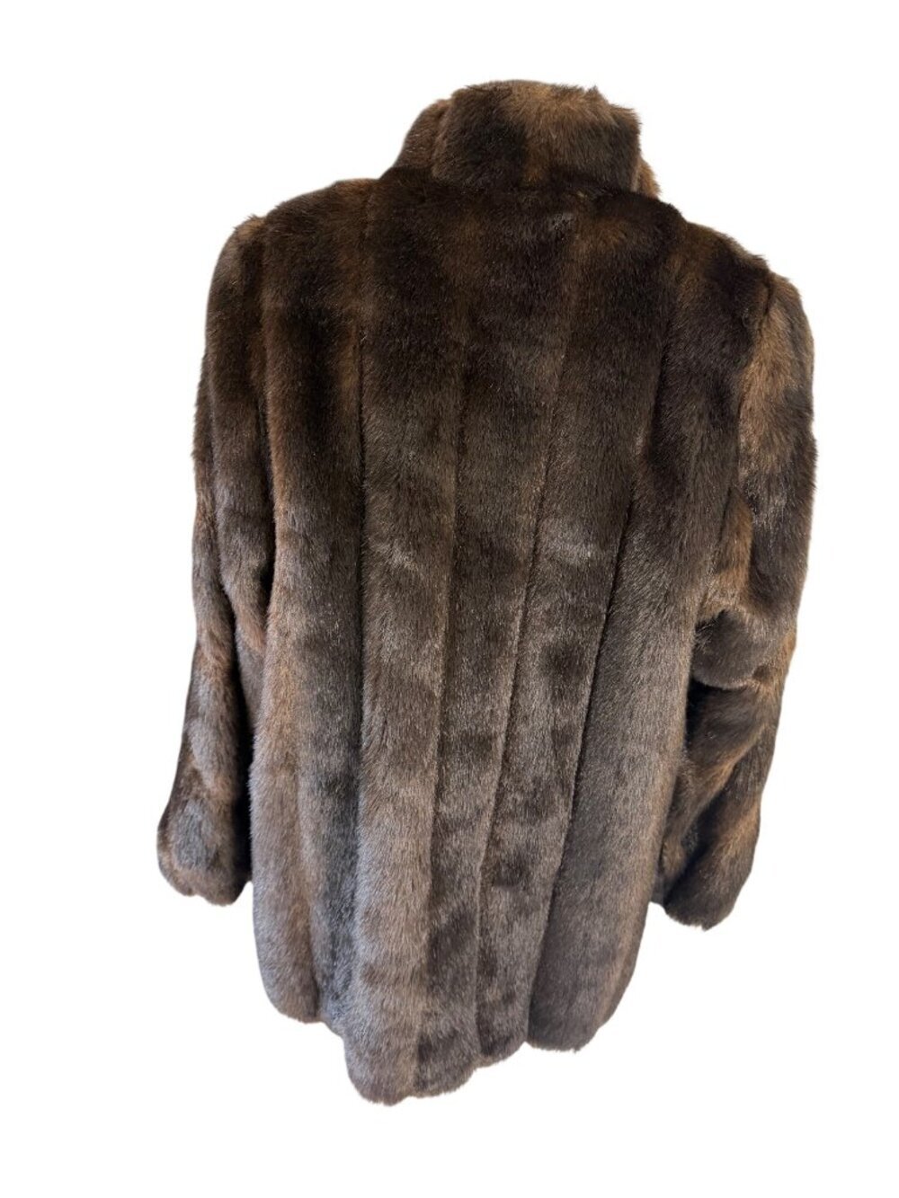 Fabulous Furs Womens Lined Faux Fur Mink Jacket Size M Brown Relaxed Pocket Glam - Picture 3 of 13